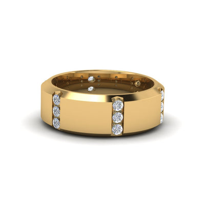 Channel Set 3 Stone Mens Anniversary Ring