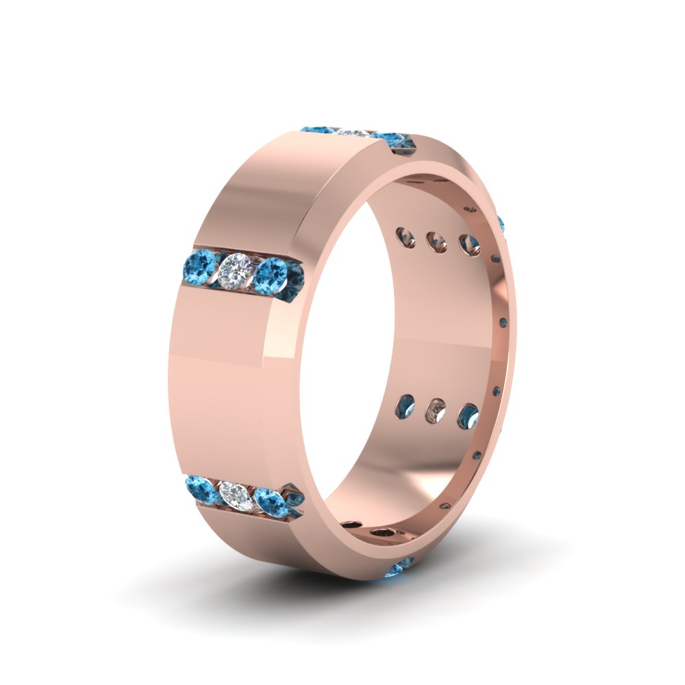 Channel Set 3 Stone Mens Anniversary Ring