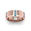 Load image into Gallery viewer, channel-set-3-stone-diamond-mens-wedding-band-anniversary-ring-with-Ice-blue-topaz-in-14K-rose-gold-FDM8113BGICBLTOANGLE5-NL-RG.jpg
