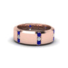 Load image into Gallery viewer, channel-set-3-stone-diamond-mens-wedding-band-anniversary-ring-with-blue-sapphire-in-14K-rose-gold-FDM8113BGSABL-NL-RG.jpg