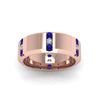 Load image into Gallery viewer, channel-set-3-stone-diamond-mens-wedding-band-anniversary-ring-with-blue-sapphire-in-14K-rose-gold-FDM8113BGSABLANGLE5-NL-RG.jpg