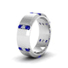 Load image into Gallery viewer, channel-set-3-stone-diamond-mens-wedding-band-anniversary-ring-with-blue-sapphire-in-14K-white-gold-FDM8113BGSABLANGLE2-NL-WG.jpg