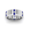 Load image into Gallery viewer, channel-set-3-stone-diamond-mens-wedding-band-anniversary-ring-with-blue-sapphire-in-14K-white-gold-FDM8113BGSABLANGLE5-NL-WG.jpg