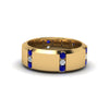 Load image into Gallery viewer, channel-set-3-stone-diamond-mens-wedding-band-anniversary-ring-with-blue-sapphire-in-14K-yellow-gold-FDM8113BGSABL-NL-YG.jpg