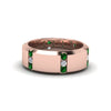 Load image into Gallery viewer, channel-set-3-stone-diamond-mens-wedding-band-anniversary-ring-with-emerald-in-14K-rose-gold-FDM8113BGEMGR-NL-RG.jpg