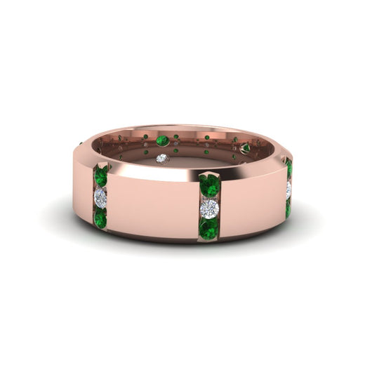 channel-set-3-stone-diamond-mens-wedding-band-anniversary-ring-with-emerald-in-14K-rose-gold-FDM8113BGEMGR-NL-RG.jpg