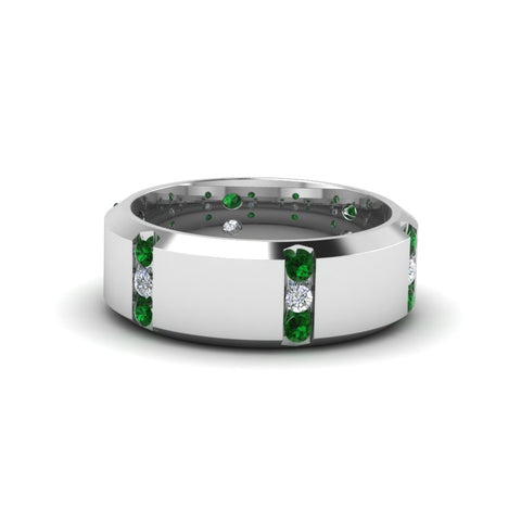 channel-set-3-stone-diamond-mens-wedding-band-anniversary-ring-with-emerald-in-14K-white-gold-FDM8113BGEMGR-NL-WG.jpg