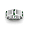 Load image into Gallery viewer, channel-set-3-stone-diamond-mens-wedding-band-anniversary-ring-with-emerald-in-14K-white-gold-FDM8113BGEMGRANGLE5-NL-WG.jpg