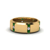 Load image into Gallery viewer, channel-set-3-stone-diamond-mens-wedding-band-anniversary-ring-with-emerald-in-14K-yellow-gold-FDM8113BGEMGR-NL-YG.jpg