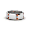 Load image into Gallery viewer, channel-set-3-stone-diamond-mens-wedding-band-anniversary-ring-with-orange-sapphire-in-14K-white-gold-FDM8113BGSAOR-NL-WG.jpg