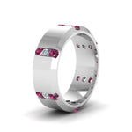 Load image into Gallery viewer, Channel Set 3 Stone Mens Anniversary Ring
