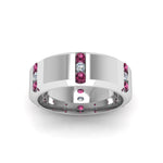 Load image into Gallery viewer, Channel Set 3 Stone Mens Anniversary Ring
