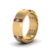 Load image into Gallery viewer, channel-set-3-stone-diamond-mens-wedding-band-anniversary-ring-with-pink-sapphire-in-14K-yellow-gold-FDM8113BGSADRPIANGLE2-NL-YG.jpg