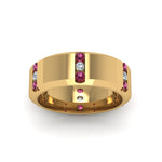 Load image into Gallery viewer, Channel Set 3 Stone Mens Anniversary Ring
