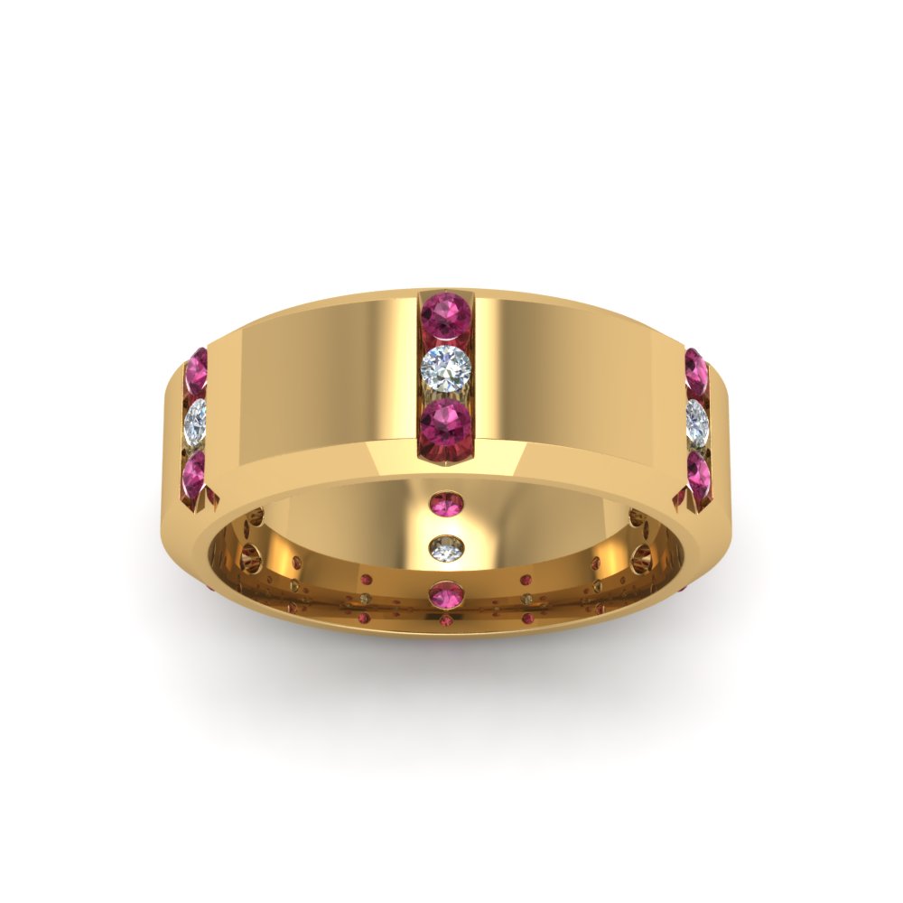 Channel Set 3 Stone Mens Anniversary Ring