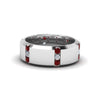 Load image into Gallery viewer, channel-set-3-stone-diamond-mens-wedding-band-anniversary-ring-with-ruby-in-14K-white-gold-FDM8113BGRUDR-NL-WG.jpg