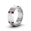 Load image into Gallery viewer, channel-set-3-stone-diamond-mens-wedding-band-anniversary-ring-with-ruby-in-14K-white-gold-FDM8113BGRUDRANGLE2-NL-WG.jpg