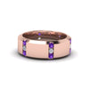 Load image into Gallery viewer, channel-set-3-stone-diamond-mens-wedding-band-anniversary-ring-with-violac-topaz-in-14K-rose-gold-FDM8113BGVITO-NL-RG.jpg