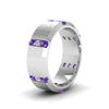Load image into Gallery viewer, channel-set-3-stone-diamond-mens-wedding-band-anniversary-ring-with-violac-topaz-in-14K-white-gold-FDM8113BGVITOANGLE2-NL-WG.jpg