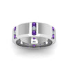 Load image into Gallery viewer, channel-set-3-stone-diamond-mens-wedding-band-anniversary-ring-with-violac-topaz-in-14K-white-gold-FDM8113BGVITOANGLE5-NL-WG.jpg
