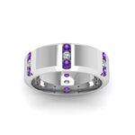 Load image into Gallery viewer, Channel Set 3 Stone Mens Anniversary Ring
