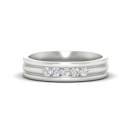 Channel Set 5 Stone Mens Engagement Ring