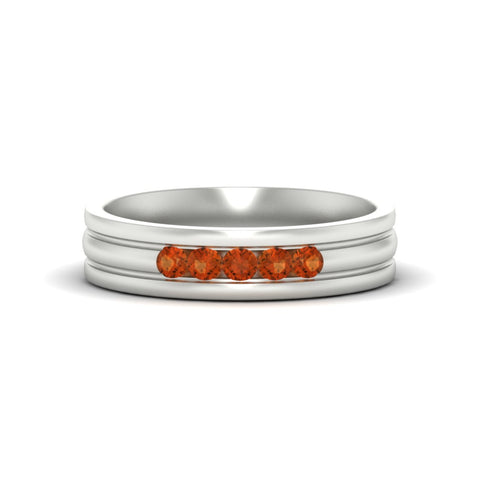 channel-set-5-stone-orange-sapphire-mens-engagement-ring-in-white-gold-fdm1212gsaor-nl-wg