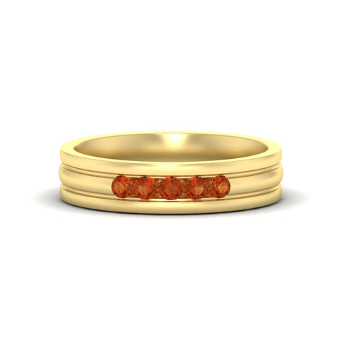 channel-set-5-stone-orange-sapphire-mens-engagement-ring-in-yellow-gold-fdm1212gsaor-nl-yg