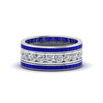 Load image into Gallery viewer, channel-set-diamond-eternity-stack-band-with-blue-sapphire-in-14K-white-gold-FD8412BGSABL-NL-WG.jpg
