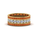 Load image into Gallery viewer, channel-set-diamond-eternity-stack-band-with-orange-sapphire-in-14K-yellow-gold-FD8412BGSAOR-NL-YG.jpg
