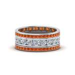 Load image into Gallery viewer, channel-set-diamond-eternity-stack-band-with-orange-sapphire-in-950-Platinum-FD8412BGSAOR-NL-WG.jpg
