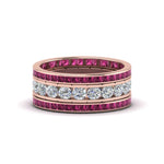 Load image into Gallery viewer, channel-set-diamond-eternity-stack-band-with-pink-sapphire-in-14K-rose-gold-FD8412BGSADRPI-NL-RG.jpg
