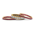 Load image into Gallery viewer, channel-set-diamond-eternity-stack-band-with-pink-sapphire-in-14K-yellow-gold-FD8412BGSADRPI-NL-YG.jpg
