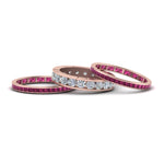 Load image into Gallery viewer, channel-set-diamond-eternity-stack-band-with-pink-sapphire-in-18K-rose-gold-FD8412BGSADRPI-NL-RG.jpg
