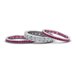 Load image into Gallery viewer, channel-set-diamond-eternity-stack-band-with-pink-sapphire-in-18K-white-gold-FD8412BGSADRPI-NL-WG.jpg
