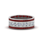 Load image into Gallery viewer, channel-set-diamond-eternity-stack-band-with-ruby-in-14K-white-gold-FD8412BGRUDR-NL-WG.jpg
