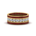 Load image into Gallery viewer, channel-set-diamond-eternity-stack-band-with-ruby-in-14K-yellow-gold-FD8412BGRUDR-NL-YG.jpg
