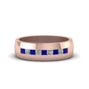 Load image into Gallery viewer, channel-set-princess-cut-diamond-band-for-men-with-blue-sapphire-in-14k-rose-gold-fdmr1097gsabl-nl-rg