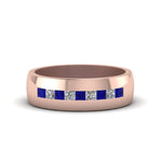 Load image into Gallery viewer, channel-set-princess-cut-diamond-band-for-men-with-blue-sapphire-in-14k-rose-gold-fdmr1097gsabl-nl-rg
