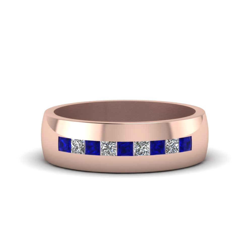 channel-set-princess-cut-diamond-band-for-men-with-blue-sapphire-in-14k-rose-gold-fdmr1097gsabl-nl-rg