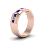 Load image into Gallery viewer, channel-set-princess-cut-diamond-band-for-men-with-blue-sapphire-in-14k-rose-gold-fdmr1097gsabl-nl-rg
