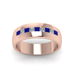 Load image into Gallery viewer, channel-set-princess-cut-diamond-band-for-men-with-blue-sapphire-in-14k-rose-gold-fdmr1097gsabl-nl-rg
