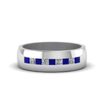 Load image into Gallery viewer, channel-set-princess-cut-diamond-band-for-men-with-blue-sapphire-in-14k-white-gold-fdmr1097gsabl-nl-wg
