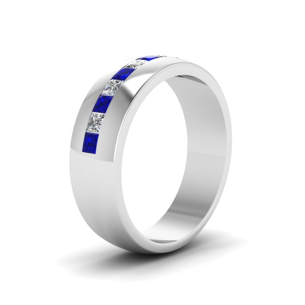 channel-set-princess-cut-diamond-band-for-men-with-blue-sapphire-in-14k-white-gold-fdmr1097gsabl-nl-wg