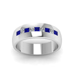 Load image into Gallery viewer, channel-set-princess-cut-diamond-band-for-men-with-blue-sapphire-in-14k-white-gold-fdmr1097gsabl-nl-wg
