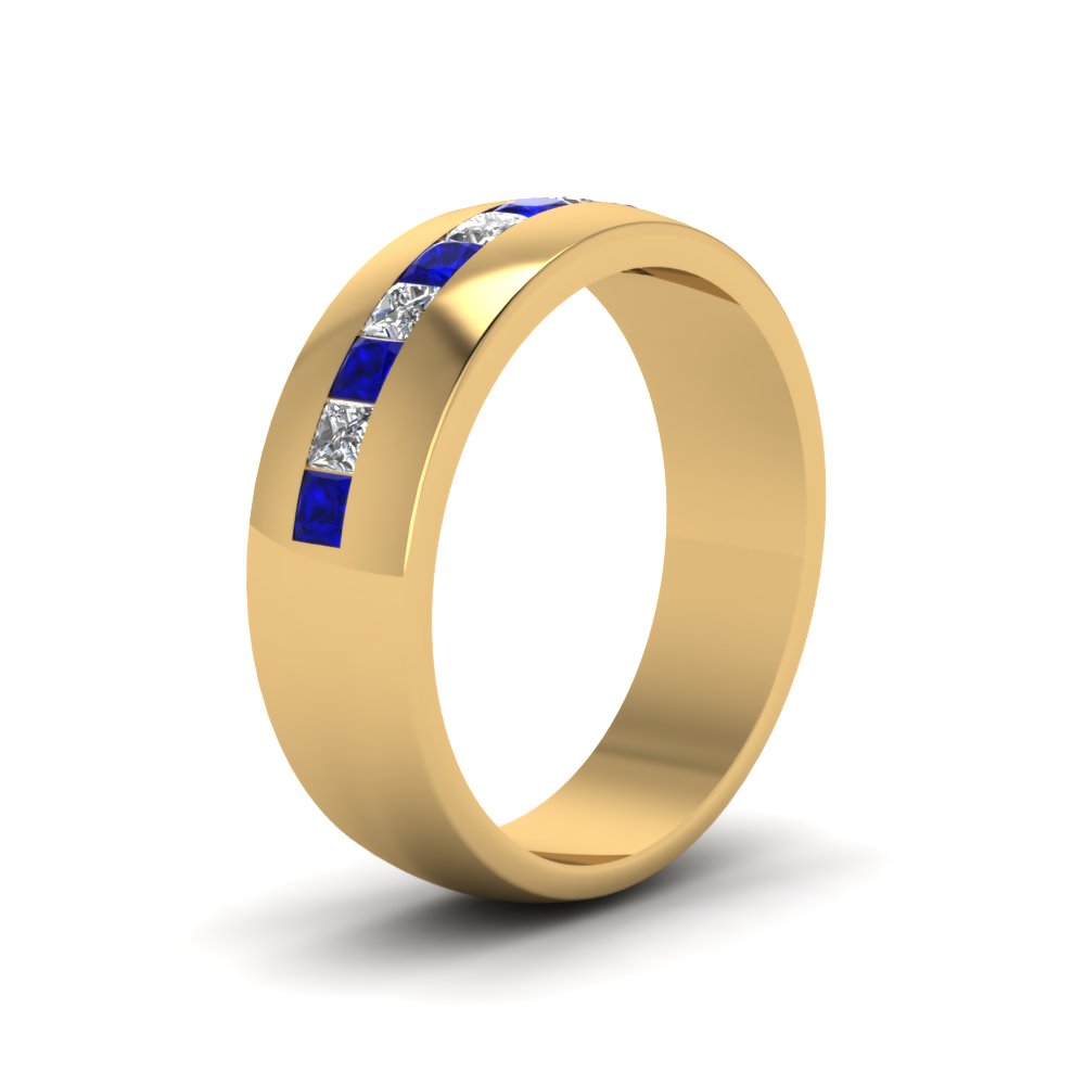 channel-set-princess-cut-diamond-band-for-men-with-blue-sapphire-in-14k-yellow-gold-fdmr1097gsabl-nl-yg