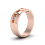Load image into Gallery viewer, channel-set-princess-cut-diamond-band-for-men-with-orange-sapphire-in-14k-rose-gold-fdmr1097gsaor-nl-rg
