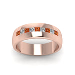 Load image into Gallery viewer, channel-set-princess-cut-diamond-band-for-men-with-orange-sapphire-in-14k-rose-gold-fdmr1097gsaor-nl-rg
