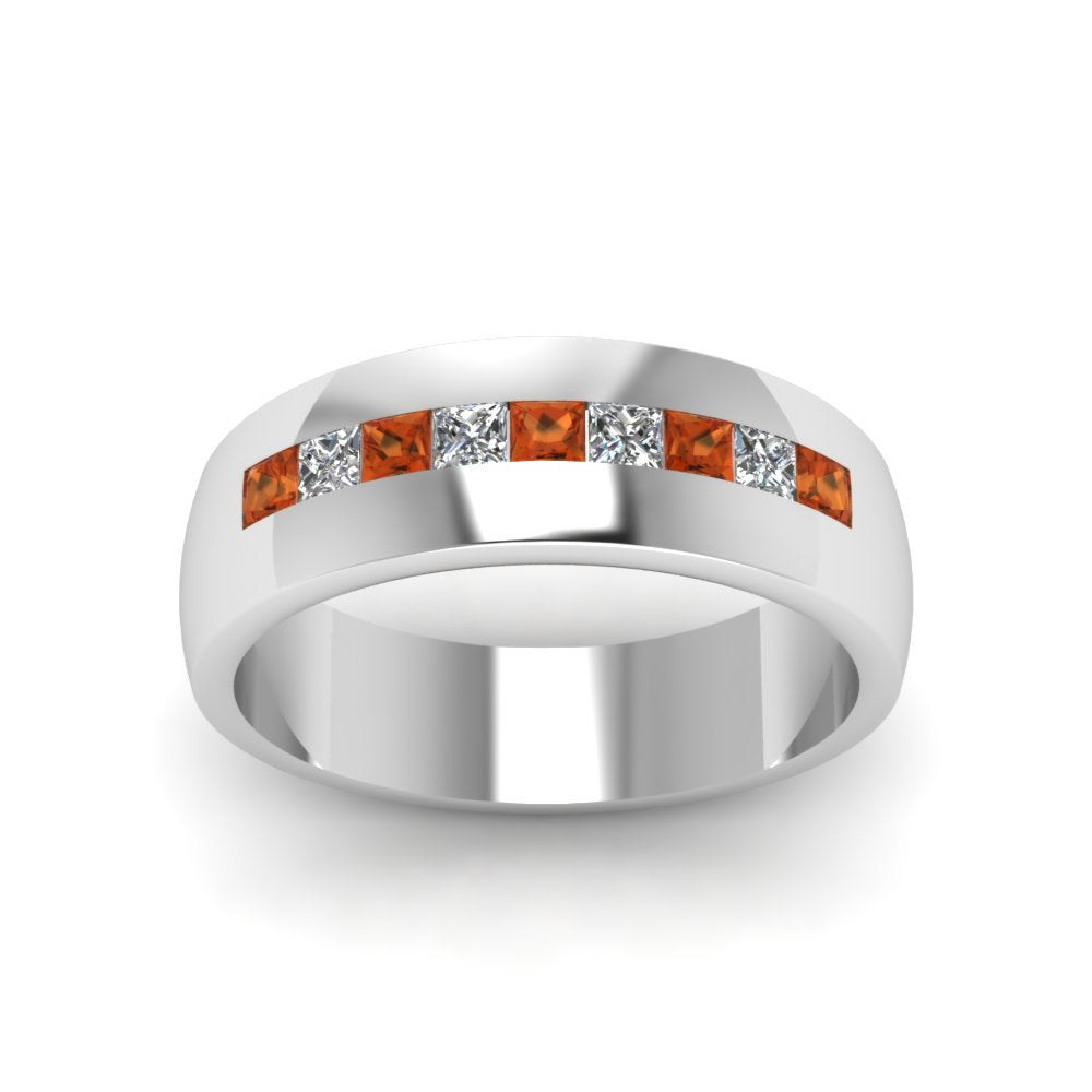 channel-set-princess-cut-diamond-band-for-men-with-orange-sapphire-in-14k-white-gold-fdmr1097gsaor-nl-wg
