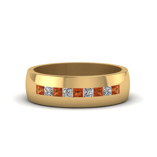 channel-set-princess-cut-diamond-band-for-men-with-orange-sapphire-in-14k-yellow-gold-fdmr1097gsaor-nl-yg